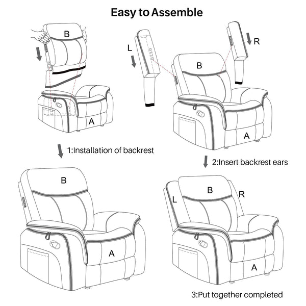 Massage Recliner Chair with Heat & Vibration – Faux Leather, Overstuffed, Wall Hugger