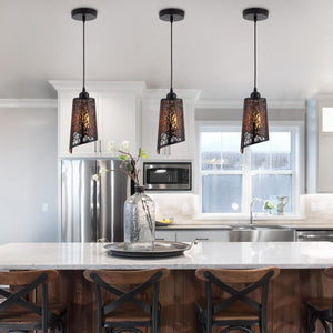 Black Gold Hollow-Carved Pendant Light – Farmhouse Metal Fixture