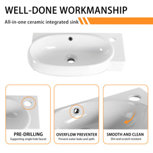 23-Inch Freestanding Bathroom Vanity with Ceramic Sink
