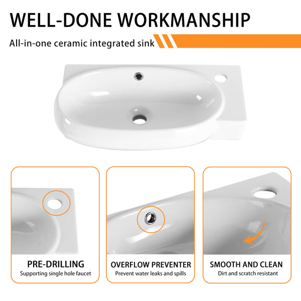 23-Inch Freestanding Bathroom Vanity with Ceramic Sink