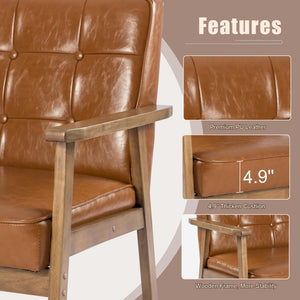 Mid-Century Modern Accent Chair Set of 2 with Side Table