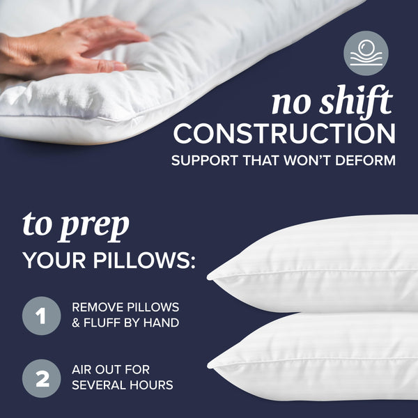 Down Alternative Bed Pillows – Set of 2 (Queen, King, European)