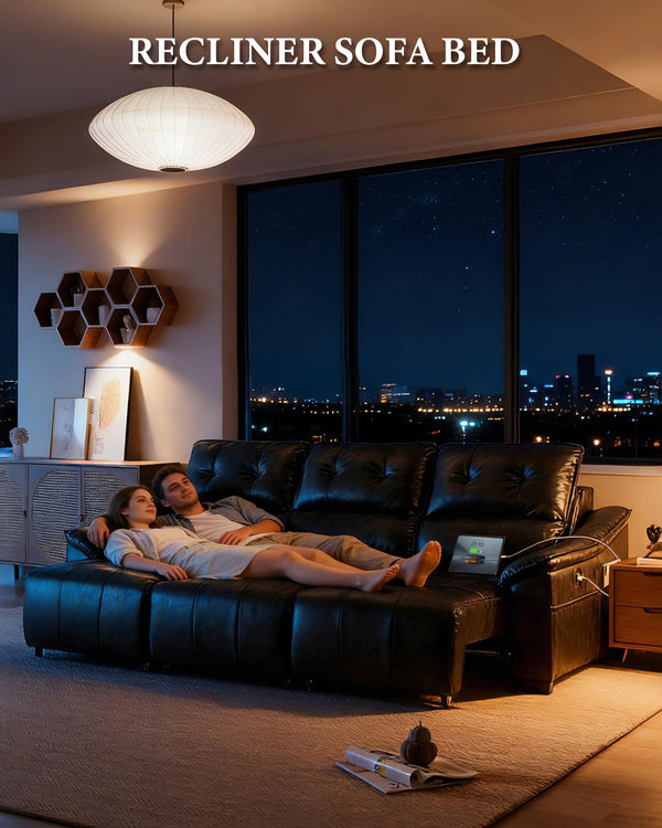Electric Power Reclining Sectional Sofa with USB Charging