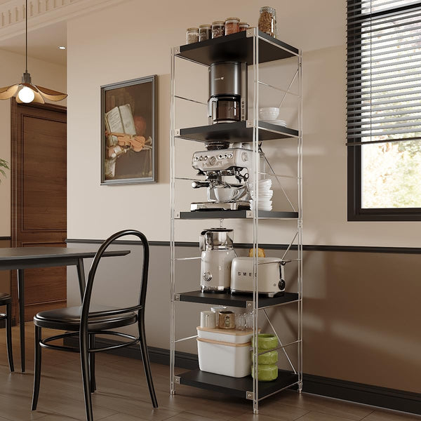 5-Tier Industrial Bookshelf with Adjustable Shelves