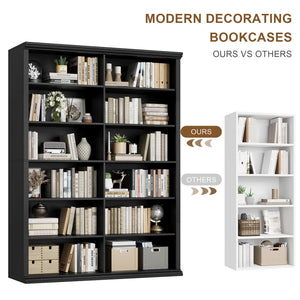 Extra Large Double Bookcase with 6 Shelves