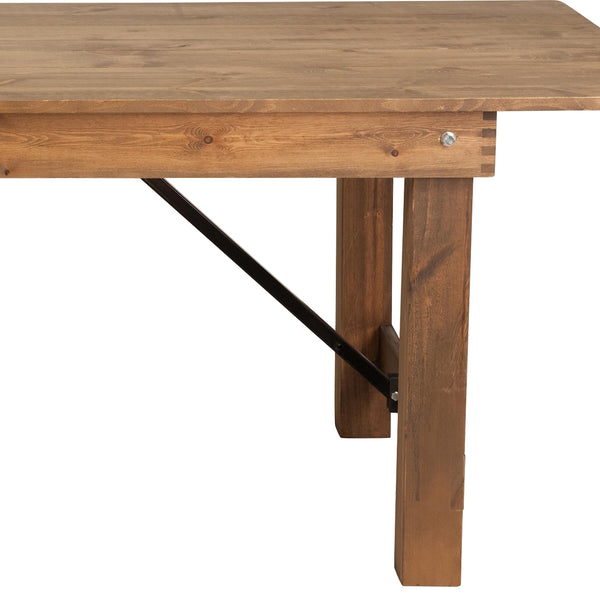9FT Rustic Solid Pine Folding Farm Table — Seats 10