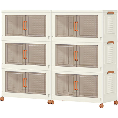 648Qt Extra Large Collapsible Storage Bins with Lids, Wheels & Doors – 6 Pack