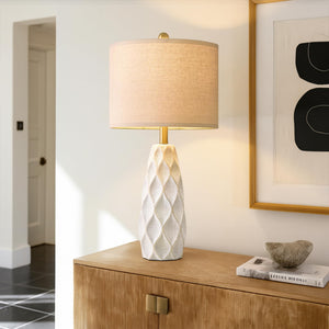 Ceramic Table Lamp Set of 2 — Boho Bedside Nightstand Lamp