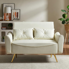 Faux Leather Loveseat Sofa with Pillows