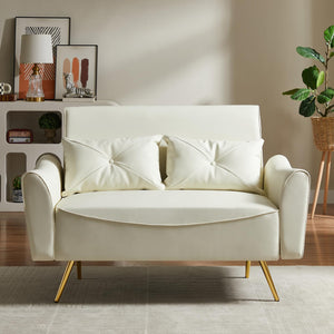 Faux Leather Loveseat Sofa with Pillows