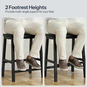 Counter Height Bar Stools Set of 4, Saddle Seat with Footrests, Industrial Style