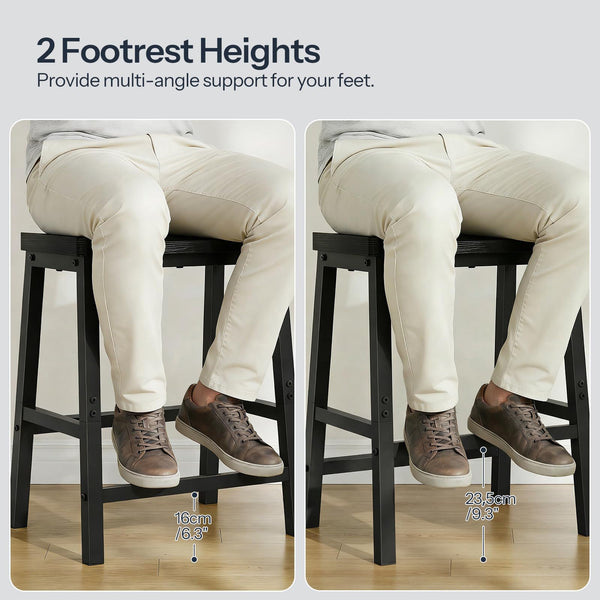 Counter Height Bar Stools Set of 4, Saddle Seat with Footrests, Industrial Style