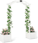Wooden Garden Arbor with Planter Boxes & Climbing Trellis