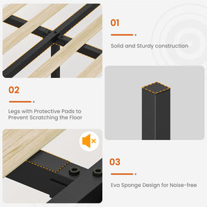 Queen Bed Frame with Storage Drawers, LED & Nightstands