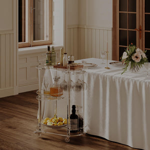 3-Tier Acrylic Rolling Bar Cart with Glass Holder