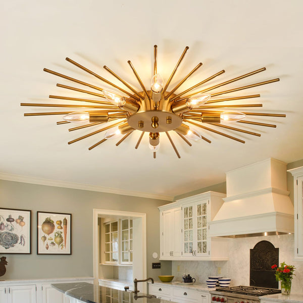 8-Light Semi Flush Mount Sputnik Ceiling Light