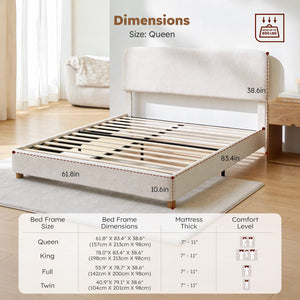Boucle Cloud Platform Bed Frame with Adjustable Headboard