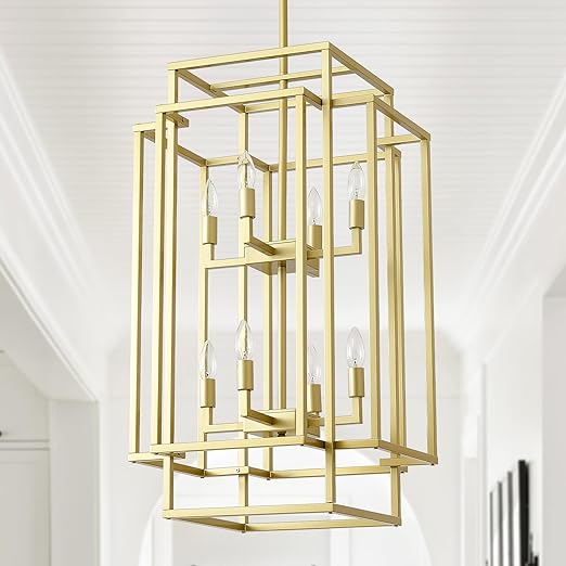 8-Light Tiered Lantern Chandelier – Farmhouse Pendant Light
