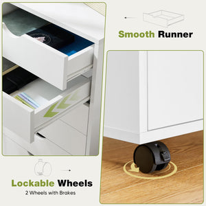 Wooden Drawer Chest with Wheels