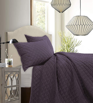 Velvet Diamond Quilted King Pillow Shams – Amethyst, Set of 2