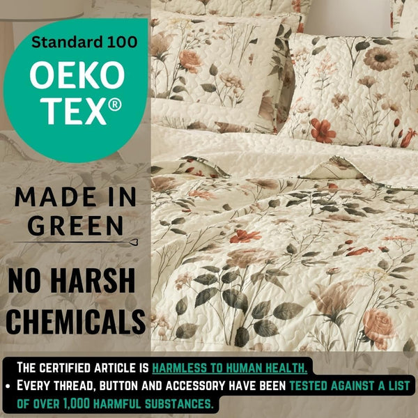 Floral Quilted Bed in a Bag Set – 12-Piece Complete Bedding