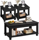 Farmhouse Coffee Table Set of 3 with Open Shelf