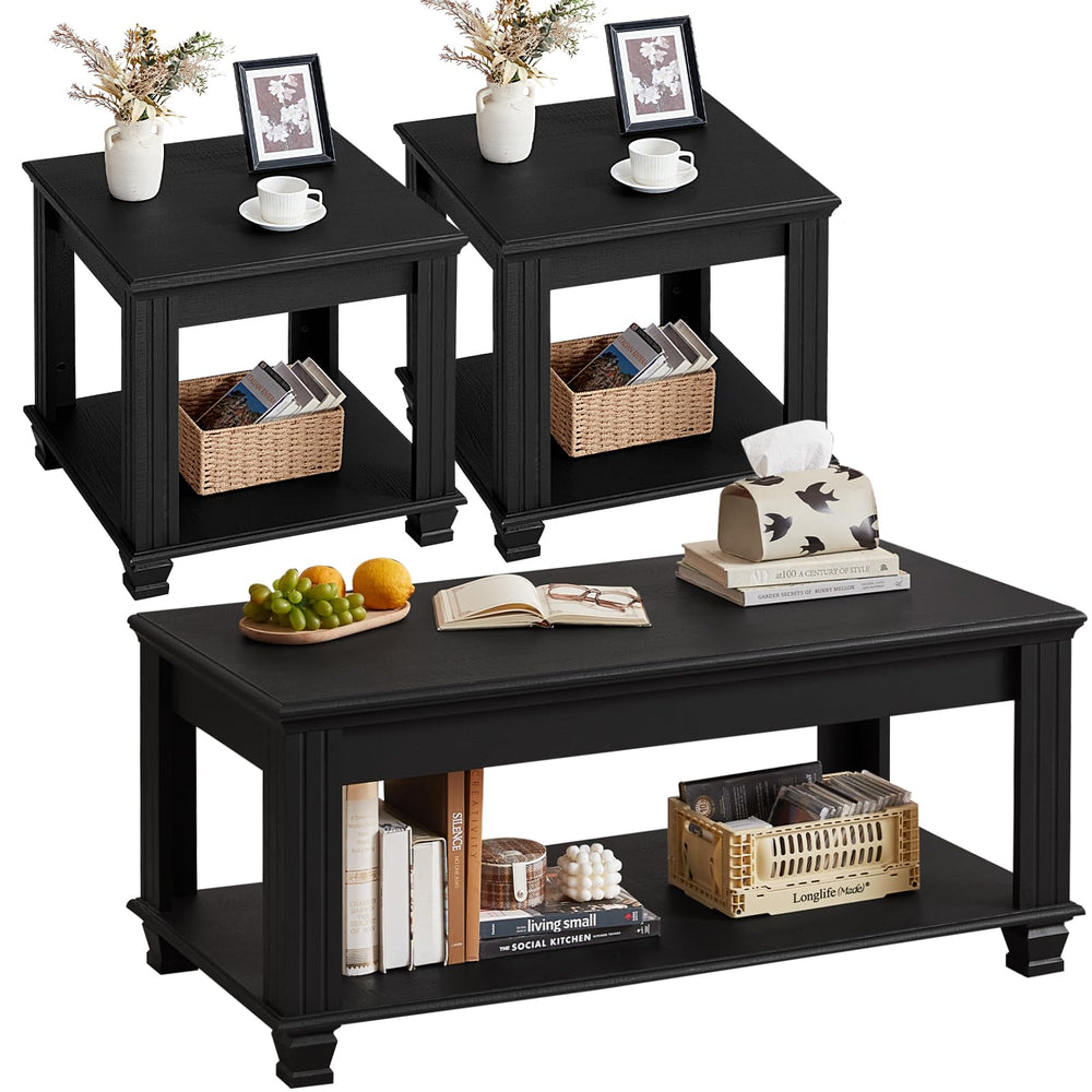 Coffee Table Set of 3 with Open Shelf