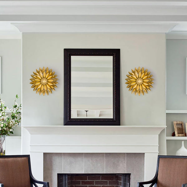 Gold Metal Leaf Wall Sconces Set of 2