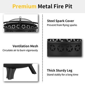 31" 2-in-1 Wood Burning Fire Pit with Swivel Cooking Grate