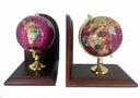 Pink Pearl Gemstone World Globe Bookends