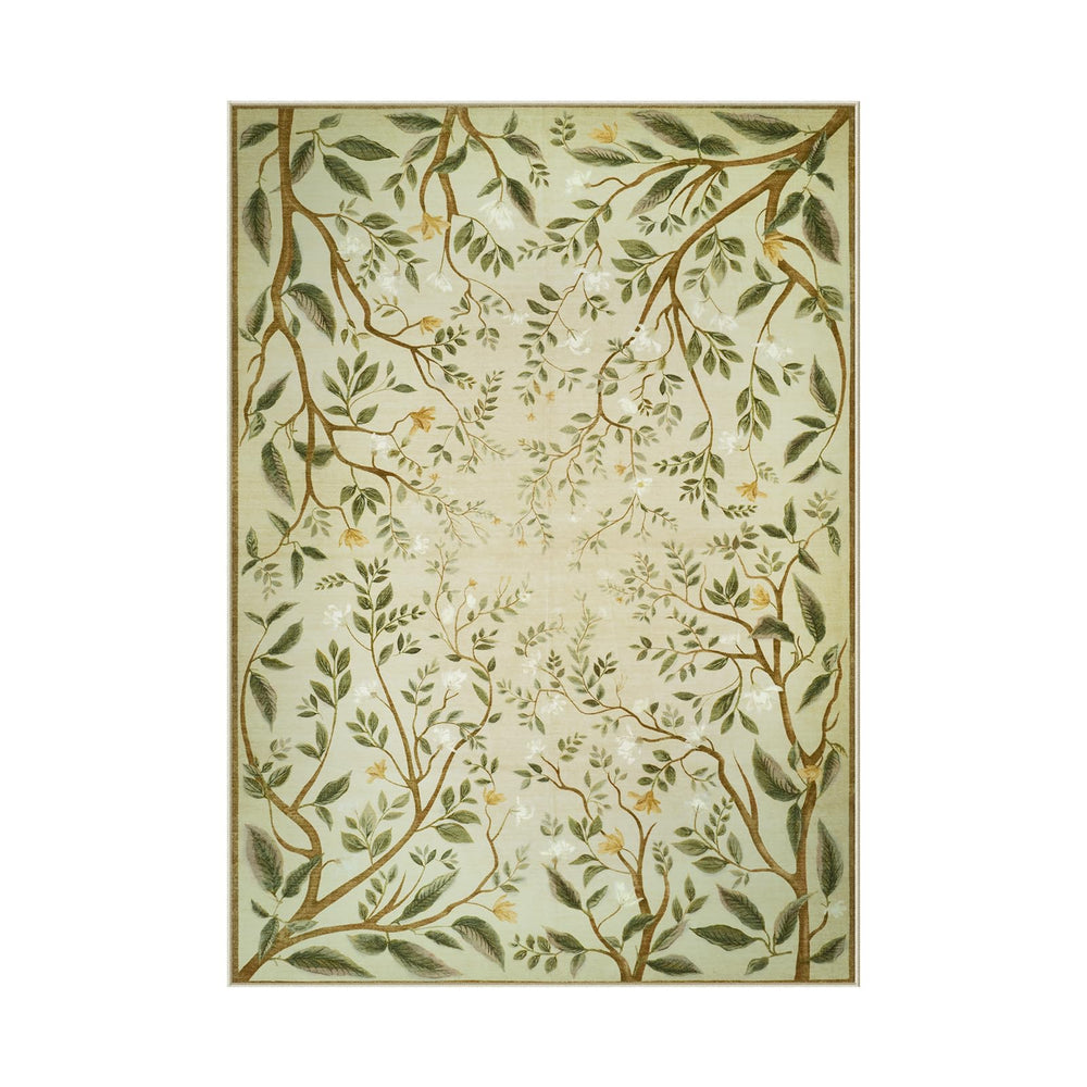 5x7 Washable Area Rug – Floral Botanical Soft Non-Slip