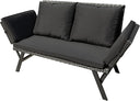 Outdoor Rattan Convertible Sofa Daybed with Adjustable Armrests