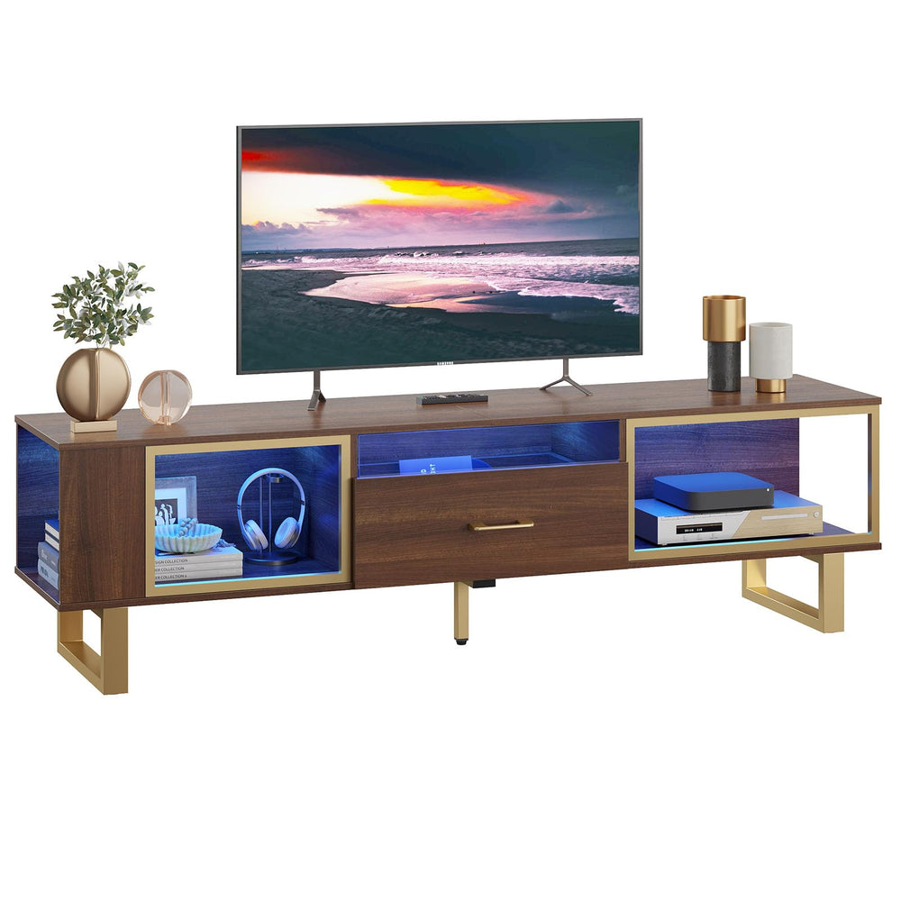 70-Inch LED TV Stand with Storage Drawer – Walnut