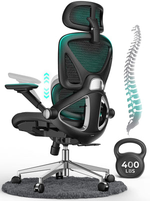 High Back Ergonomic Mesh Office Chair with Adjustable Lumbar & 4D Flip-Up Arms