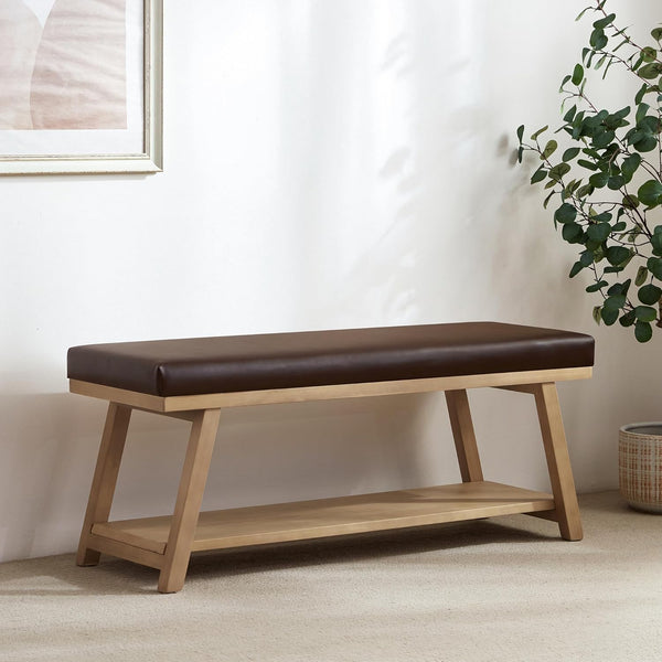 45" Upholstered Entryway Storage Bench with Shoe Rack
