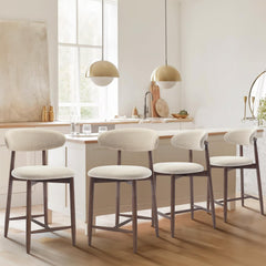 Counter Height Bar Stools Set of 4 with Wood Legs