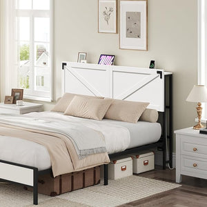 King Size Headboard with LED Lights and USB Charging Ports