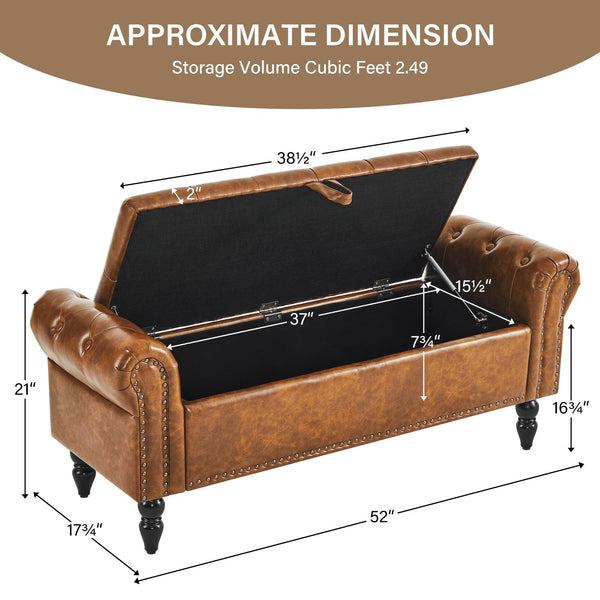 Upholstered Storage Bedroom Bench – Queen Size End of Bed Ottoman