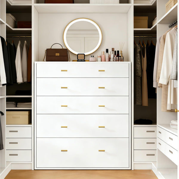 5-Drawer Dresser with LED Lights and Tempered Glass Top