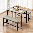 43-Inch Dining Table Set with 2 Benches – Space-Saving Kitchen Dining Set for 4