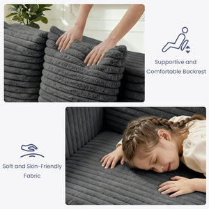Convertible Sofa Bed Boneless Loveseat Sleeper with 4 Pillows & Detachable Cushion