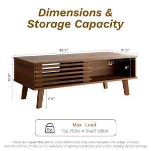 Mid-Century Coffee Table with Storage & Sliding Door