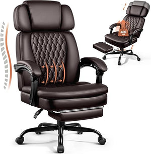 Big and Tall Office Chair 400 lbs with Footrest & Reclining