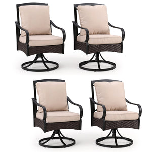 Outdoor Wicker Swivel Patio Dining Chairs with Cushions
