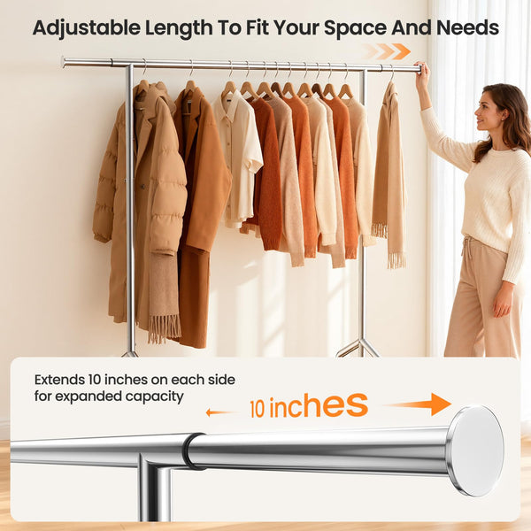 Heavy Duty Rolling Clothes Rack with Shelves