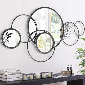 Black Round 3D Wall Mirror
