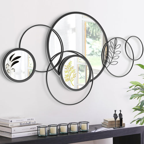 Black Round 3D Wall Mirror