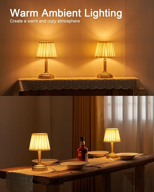 Rechargeable Cordless Table Lamp 2 Pack — Dimmable Touch Night Light