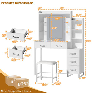 Makeup Vanity Desk with Mirror, Lights & Stool