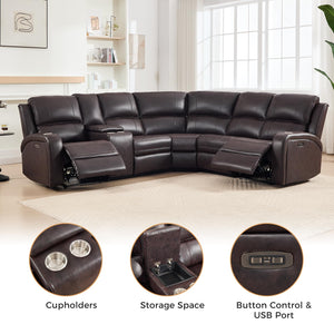 Power Reclining Sectional Sofa with LED Light & Storage Console